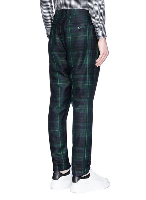 Lyst Sacai Tartan Plaid Pleated Pants In Green For Men