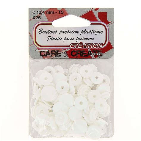 Lot De 25 Boutons Pression Plastique Blanc 12 4mm Centrakor