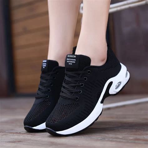 Fashion sports shoes women summer new style women's shoes breathable tennis shoes black ladies ...