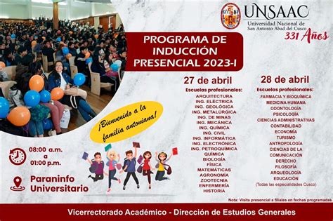 Programa de Inducción Presencial 2023 I UNSAAC Universidad Nacional