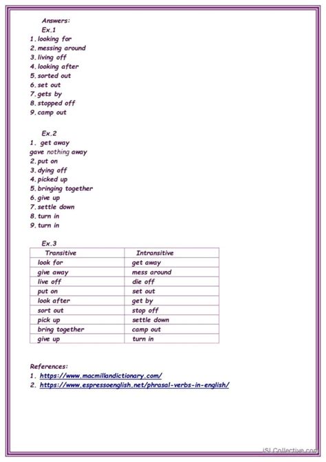 Phrasal Verbs Rules Exercises Dom Deutsch Daf Arbeitsblätter Pdf And Doc