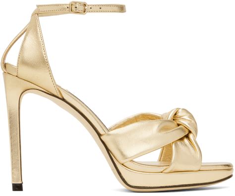 Gold Rosie 100 Sandals By Jimmy Choo On Sale