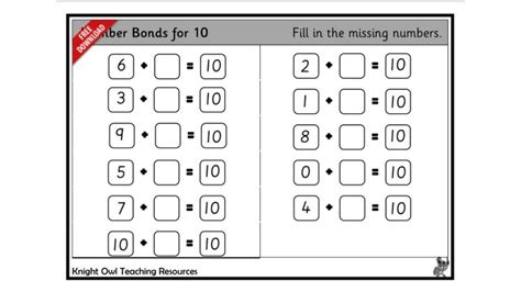 Number Bonds For 10