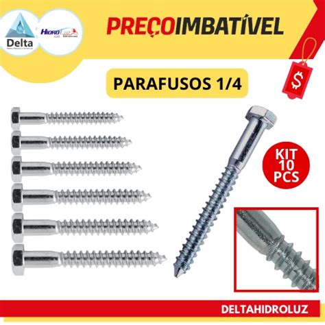 Parafuso Sextavado Rosca Soberba 1 4 Kit C 10pcs Shopee Brasil