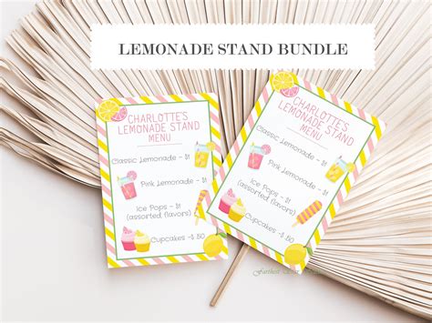 Lemonade Stand Bundle, Lemonade Stand Sign, Lemonade Stand Menu, Kids ...