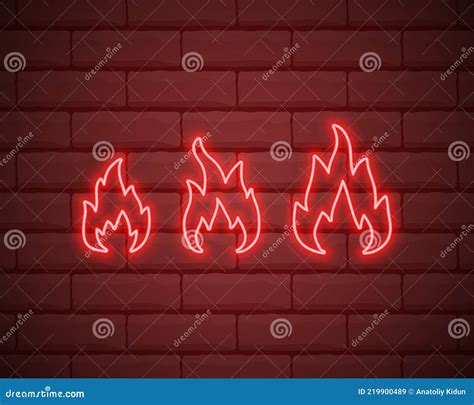 Neon Fire Icon Elements In Neon Style Icons Stock Illustration