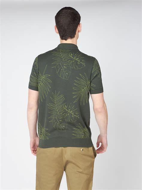 Mens Floral Polo Shirt Green Ben Sherman