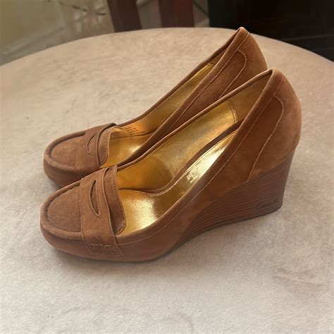 Coach Neal Suede Penny Loafer Wedge Mules Loafers E Gem