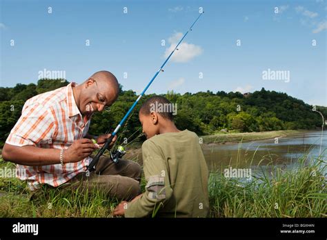 Father And Son Fishing Stock Photo Alamy