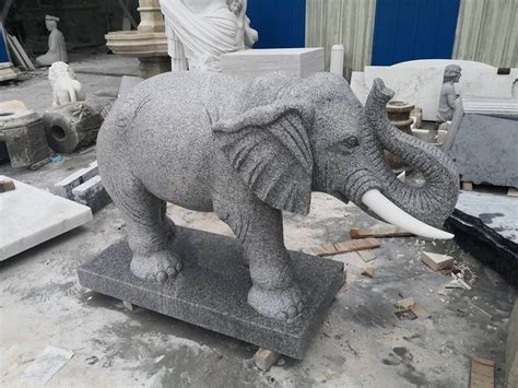 Hand Carved Outdoor Stone Elephant Statues Description Marble Artworks