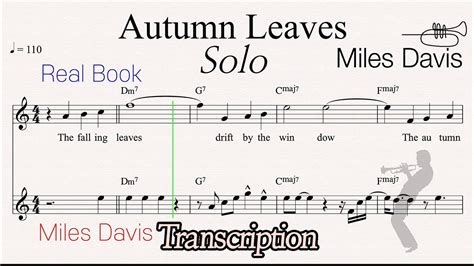 Autumn Leaves Miles Davis Solo Transcription Youtube