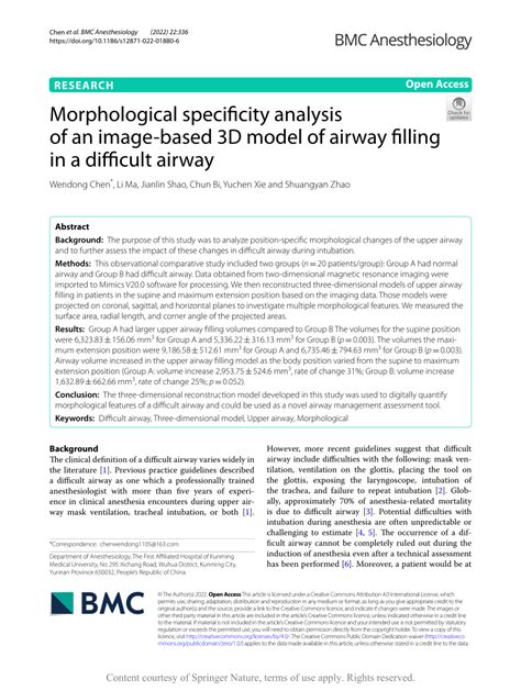 Pdf Morphological Specificity Analysis Of An Image Based 3d Model Of