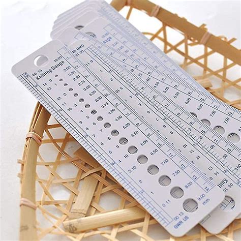 Inch Cm Ruler Uk Us Canada Sizes Plastic Knitting Needle Gauge Circle