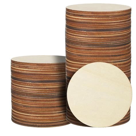 Pcs Inch Wood Circles Unfinished Round Wooden Discs Blank Rounds