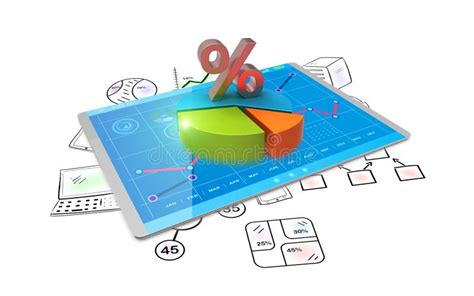 D Rendering Analysis Of Financial Data In Charts Modern Graphical