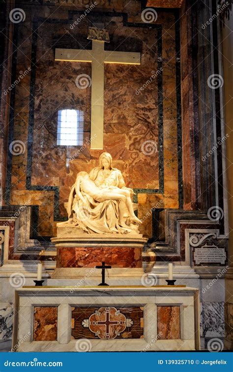 Altar With Famous Sculpture In The St Peter`s Basilica In Vatican