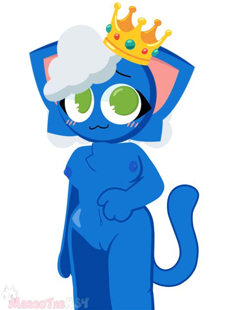 Rule 34 Belly Button Big Ears Blue Fur Blush Breasts Cat Emoji Closed Mouth Crown Emoji Emoji