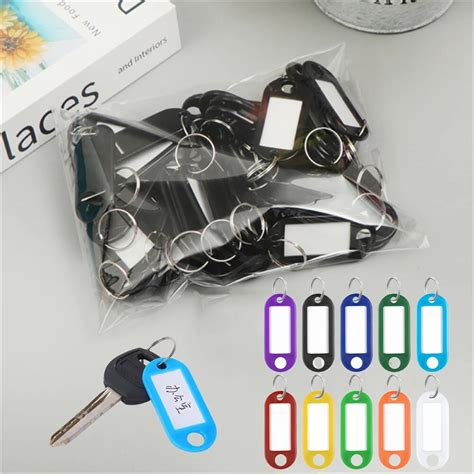 10pcs Lot Colorful Plastic Keychain Key Tags Label Numbered Name