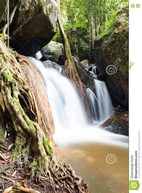 Waterfall In The Forest At Mae Kampong Chiang Mai Thailand Stock