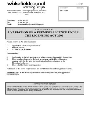 Application To Vary A Premises Licence StudyLib Doc Template PdfFiller