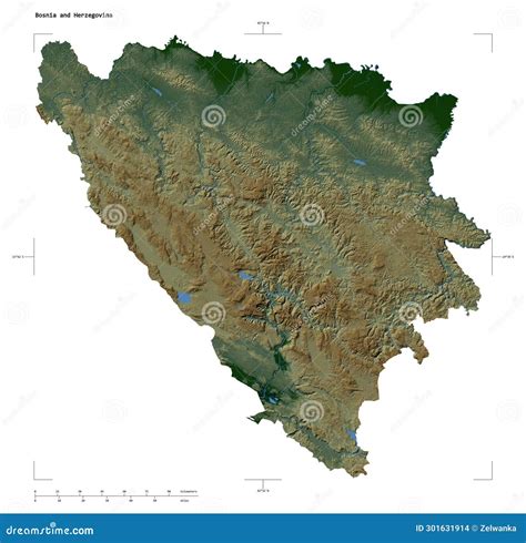 Bosnia And Herzegovina Shape On White Physical Stock Illustration