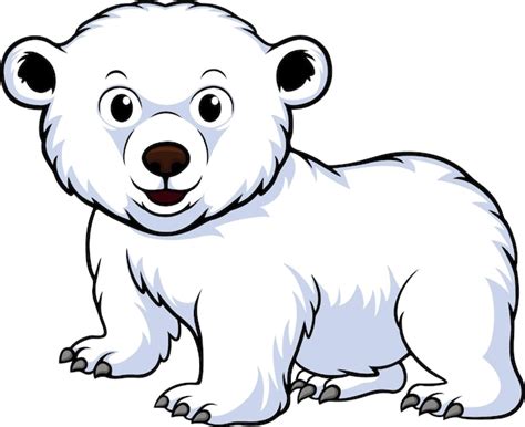 Dessin Animé Mignon Bébé Ours Polaire Sur Fond Blanc Vecteur Premium