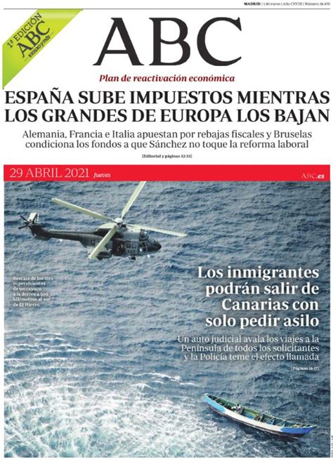 Portada De ABC Del Jueves 29 De Abril