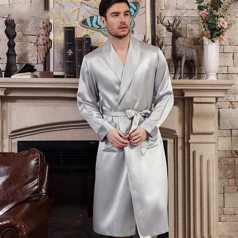 Long Mens Luxury Silk Robes Mens Silk Dressing Gowns