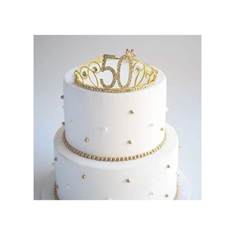 Buy 50th Birthday Gold Tiara And Sash Glitter Satin Sash And Crystal