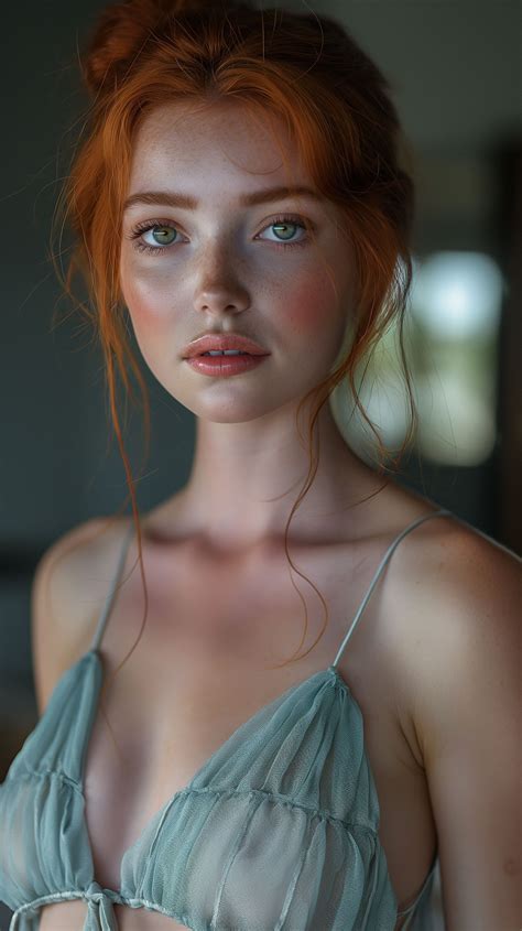 Ethereal Beauty Portrait Of A Red Haired Woman With Mesmerizing Gaze In 2024 Pretty Red Hair