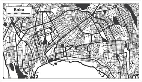 Premium Vector | Baku azerbaijan city map in black and white color in ...