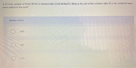 Solved A Ml Sample Of M Hcl Is Titrated With Chegg