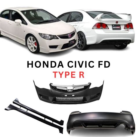 🔥 [promotion ] 🔥 Honda Civic Fd Type R Style Full Set Bodykit With Optional Spoiler And Mugen