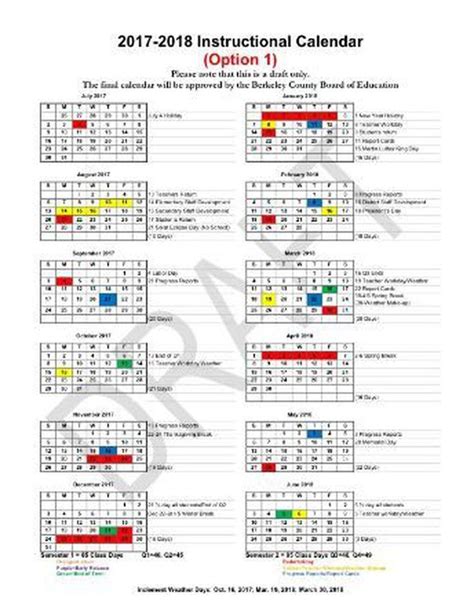 Berkeley County School Calendar | Printable Templates Free