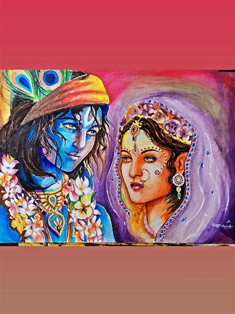 Prem Rasa - Radha Krishna | Painting by Pragga Majumder | Exotic India Art