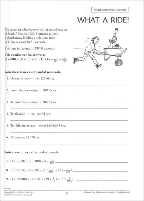 Math Grade 5 Common Core Common Core Worksheets