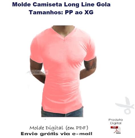 Molde Modelagem De Camiseta Long Line Slim Fit Gola V Elo