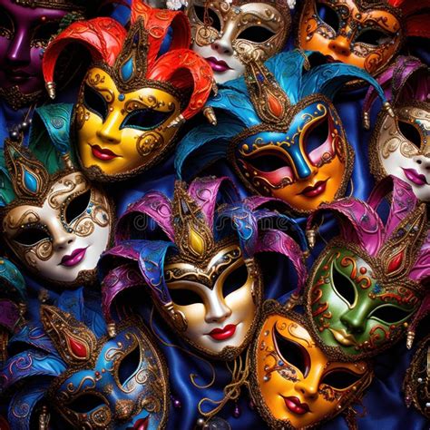 A Vibrant Image Showcasing A Variety Of Intricately Designed Masks Worn