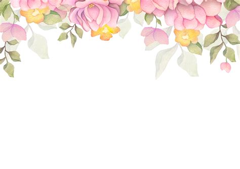 Spring And Summer Watercolor Floral Frame Border Background With Pink