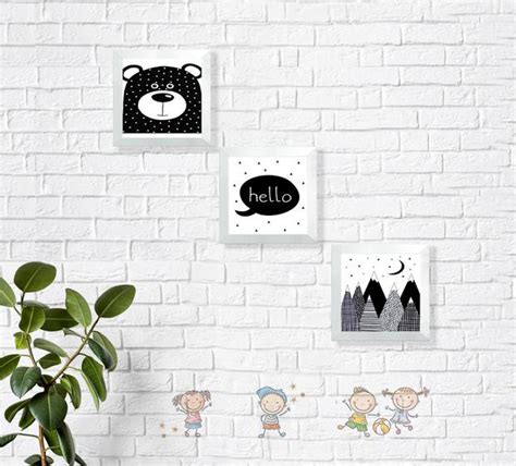 Quadro Decorativo Quadrinho Kit 3 Infantil Quarto Ursinho Urso Tema Rei