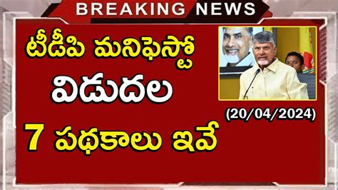 టీడీపీ మేనిఫెస్టో విడుదల Tdp New Manifesto Tdp Manifesto 2024