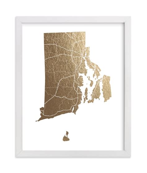 Rhode Island Map Foil Pressed Art Print By Geekink Design Wall Art Prints Art Wall Art