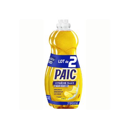 Liquide vaisselle PAIC Citron 3 EN 1 Hygiène 750ML disponible et en