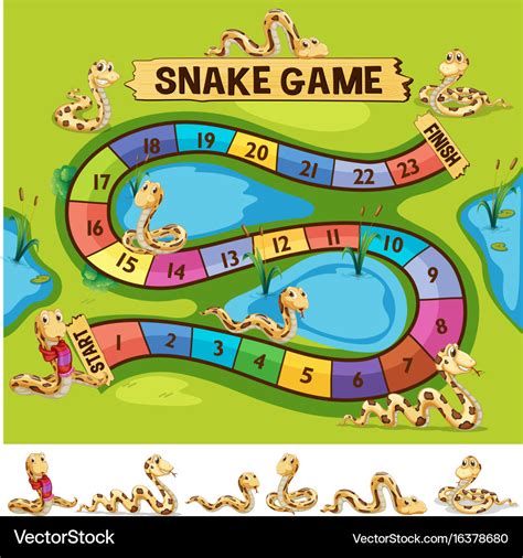 Boardgame template with snakes crawling Royalty Free Vector