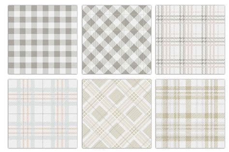 White Plaid Seamless Patterns Digital Paper Tartan Etsy