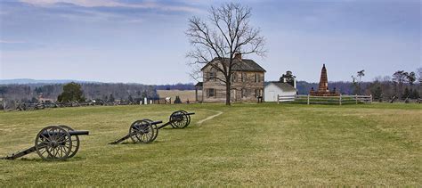 Civil War Cannons And Henry House At Manassas Battlefield Park Virginia Photograph By Brendan