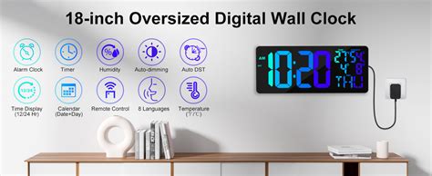 Amazon.com: Xflyee [Oversized] 18" Digital Wall Clock Large Display, 11 ... 