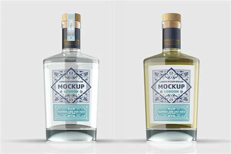 Clear Glass Gin Bottle Mockup Graphic Templates Envato Elements