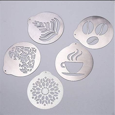 4 PCS Stainless Steel Coffee Stencils Personalized Latte Art And Cake