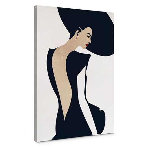 Tableau Sur Toile Kubistika La Dame En Robe Noire Wall Art Fr